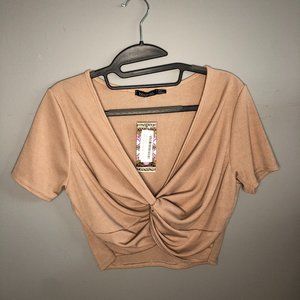 Taupe Short Sleeve Crop Top